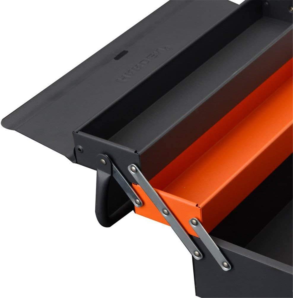 Edward Tools Portable Metal Tool Box with 3 Level Fold Out Organizer Storage - Heavy duty metal frame with smooth metal cantilever latchets - Edward Tools