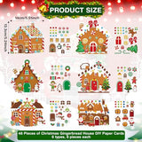 Pasimy 48 Pcs Christmas Crafts Kits for Kids Christmas Gingerbread House Crafts DIY Christmas Tree Ornament Kit Make Your Own Gingerbread House Craft Pasimy