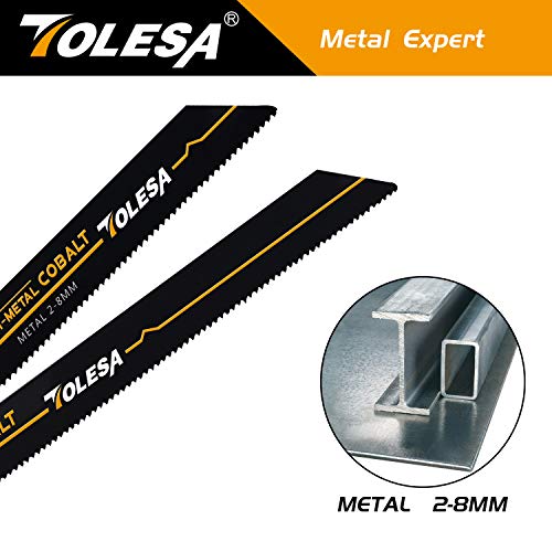 TOLESA Heavy Metal Cutting Reciprocating Saw Blades 9 Inch 14TPI Sawzall Blades for Metal Pipe, Sheet Metal, Rebar, Bi-Metal Sabre Saw Blades Better TOLESA