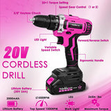 ThinkLearn Tool Kit with 20V Cordless Drill(265in-lbs), Pink Drill Set for Women, Lady's Home Tool Kit for DIY, Daily Repair Tool Set as a Creative ThinkLearn
