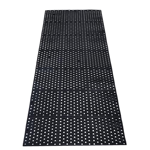 uyoyous Rubber Floor Mat with Drainage Holes 83"x35" Commercial Grade Grease Resistant Anti-Fatigue Rubber Floor Mat with Non-Slip Backing Heavy Duty uyoyous