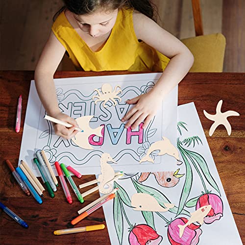 ARTIBETTER 28Pcs Unfinished Wood Cutouts Ocean Animals Wooden Paint Crafts for Kids Home Decor Ornament DIY Craft Art Project Octopus Shark Whale ARTIBETTER