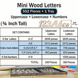 552 Pieces 0.75 Inch Mini Unfinished Wooden Letters Uppercase & Lowercase Unpainted Wooden Numbers Blank Wood Letters Storage for Scrapbooking Crafts Cregugua