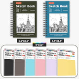 Soucolor 5.5" x 8.5" Sketch Book, 100 Sheets Spiral Bound Art Sketchbook, Acid Free (68lb/100gsm) Artist Drawing Book Paper Painting Sketching Pad (2 Soucolor