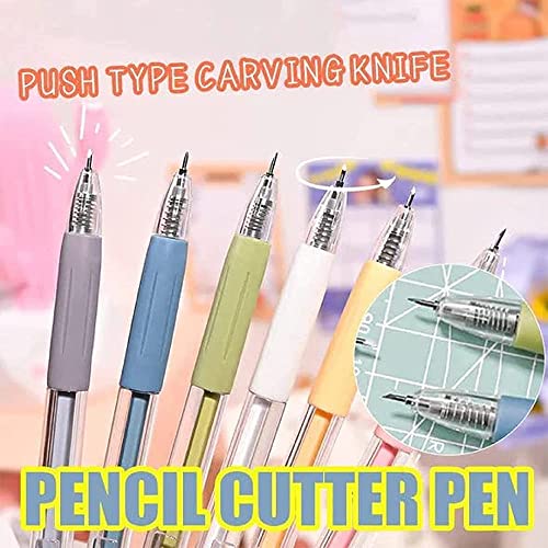 6pc Knife Pen Craft Cutting Tools, Pen Knife for Crafts, Creative Retractable Hobby Knife Pen, Exacto Knife Pen Cute, Thin Blade for Art Paper Scrapbook, Paper Pen Cutter, Pen Cutter Tool