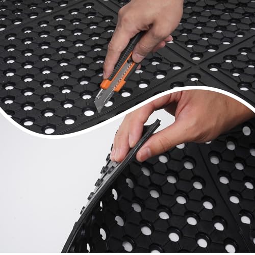 MYOYAY 83"x 36" Commercial Anti-Fatigue Drainage Rubber Mat Roll Non-Slip Rubber Drainage Mat Heavy Duty Commercial Restaurant Bar Rubber Floor Mat