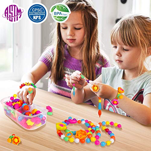 Atoymut Pop Beads, Snap Beads for Kids Crafts DIY Jewelry Making Kit to Bracelets Necklace Hairband and Rings Toy for Age 3 4 5 6 7 8 Year Old Girls Atoymut