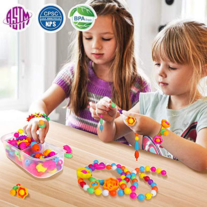 Atoymut Pop Beads, Snap Beads for Kids Crafts DIY Jewelry Making Kit to Bracelets Necklace Hairband and Rings Toy for Age 3 4 5 6 7 8 Year Old Girls - WoodArtSupply