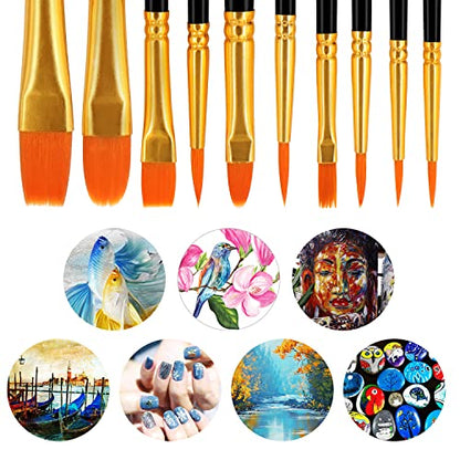 JOINREY Paint Brushes Set,20 Pcs Round Pointed Tip Paintbrushes Nylon Hair Artist Acrylic Paint Brushes for Acrylic Oil Watercolor, Face Nail Art, - WoodArtSupply