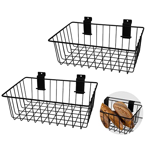 Eaasty 2 Pcs Slatwall Basket Ventilated Metal Slatwall Baskets Mounted Slatwall Baskets Hanging Slatwall Accessories for Storage Display on Garage Eaasty