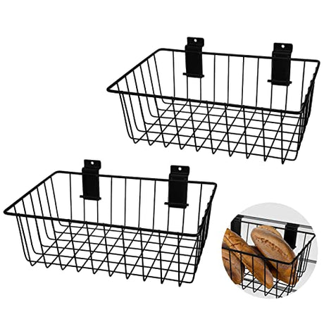 Eaasty 2 Pcs Slatwall Basket Ventilated Metal Slatwall Baskets Mounted Slatwall Baskets Hanging Slatwall Accessories for Storage Display on Garage Eaasty