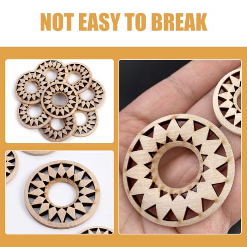 KALLORY 10pcs Unfinished Hollow Wood Slices Wooden Slices DIY Wooden Cutouts Painting Wood Slices KALLORY