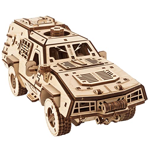 UGEARS Battlefield Dozor B Combat Vehicle - Armored Army Truck 3D Wooden Puzzles for Adults - Military Vehicle 3D Puzzle Model Kit - Military Models - WoodArtSupply