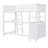 Stylish White Twin Loft Bed with Integrated Desk and Storage for Kids and Teens Bellemave