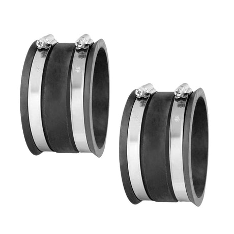 POWERTEC 70149-P2 4 Inch Dust Control Flex Cuff with Steel Hose Clamps, Hose Connector Rubber Cuff Coupler for Woodworking Dust Collection Fittings, POWERTEC