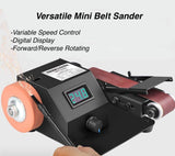 Mefape Mini Belt Sander w/Variable Speed Control & Digital Display, 350W Power Sander for Woodworking Metal Precision Angle Adjustable Grinder, Inner Mefape