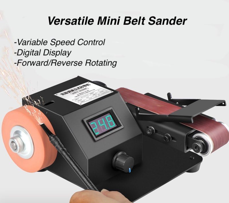 Mefape Mini Belt Sander w/Variable Speed Control & Digital Display, 350W Power Sander for Woodworking Metal Precision Angle Adjustable Grinder, Inner - WoodArtSupply