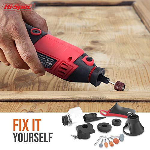 Hi-Spec 134pc 160W Corded Rotary Power Tool Kit Set with Dremel Compatible Rotary Tools Accessory Kit- Engraver, Sander, and Polisher-for Grinding, Hi-Spec