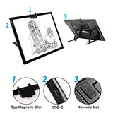 TOHETO A3 Rechargeable Led Bright Light Pad with Carry Bag, 6-Level and Stepless 3 Colors Dimming Brightness Light Box with Built-in Stand, Magnetic TOHETO