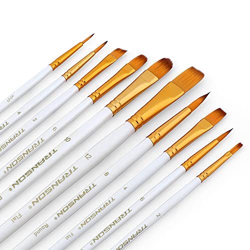 Transon 20pcs Artist Painting Brush Set for Acrylic Watercolor Gouache Hobby Craft Face Rock Painting White TRANSON