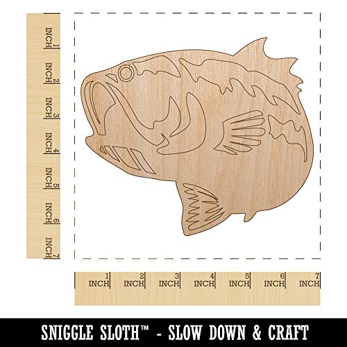 Largemouth Bass Fish Fishing Unfinished Wood Shape Piece Cutout for DIY Craft Projects - 1/4 Inch Thick - 6.25 Inch Size Sniggle Sloth