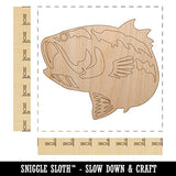 Largemouth Bass Fish Fishing Unfinished Wood Shape Piece Cutout for DIY Craft Projects - 1/4 Inch Thick - 6.25 Inch Size Sniggle Sloth