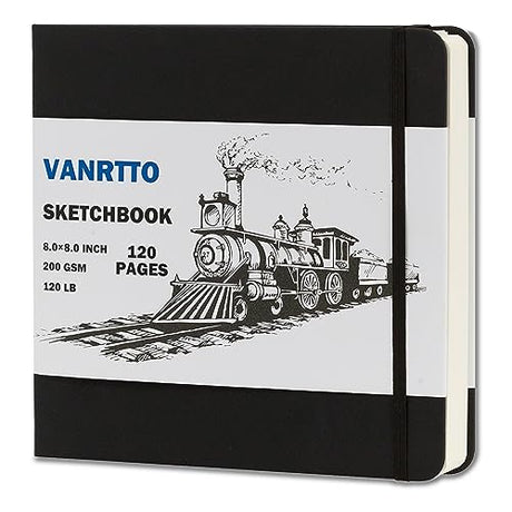 Hardcover Sketch Book, Square Sketchbook with 120LB/200GSM Thick Drawing Paper, 120 Pages/60 Sheets Sketch Pad for Adults and Kids, Large Mixed Media VANRTTO