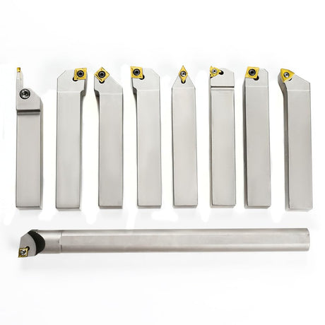 OSCARBIDE 1”Shank Nickel Plated Indexable Carbide Lathe Turning Tool Holder and Boring Bar 9 Pieces/Set,CNC Heavy-Duty indexable Insert Holders for OSCARBIDE