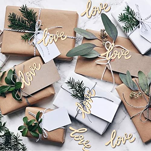 Lucleag 90Pcs Mini Valentine's Day Love Letters Wooden Cutout, 2.17x1.26In Unfinished Wood Ornaments DIY Crafts, Love Wooden Slices for Valentine's