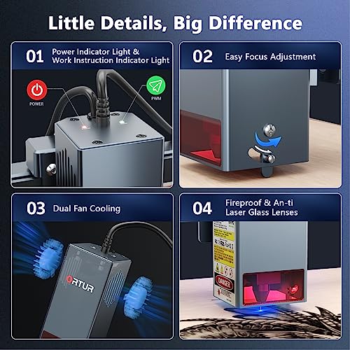 Ortur OLM3 LU3-20A Laser Engraver with 50L Laser air Assist, 20W Output Laser Cutter DIY Laser Engraver Machine, 20000mm/min Engraving Speed and App Ortur