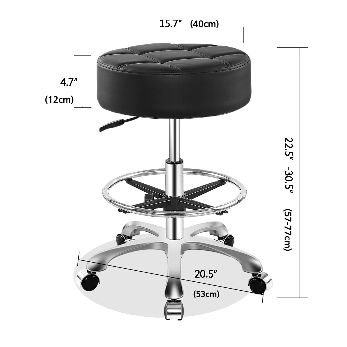 Ainilaily Rolling Stool for Shop Work Medical Tattoo Salon Lash,Heavy Duty Esthetician Hydraulic Chair Stool with Wheels (Black,with Foot Rest) - WoodArtSupply