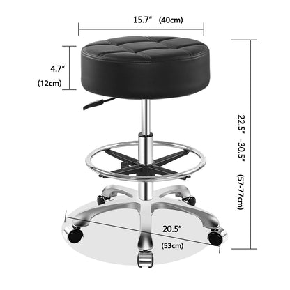 Ainilaily Rolling Stool for Shop Work Medical Tattoo Salon Lash,Heavy Duty Esthetician Hydraulic Chair Stool with Wheels (Black,with Foot Rest) - WoodArtSupply