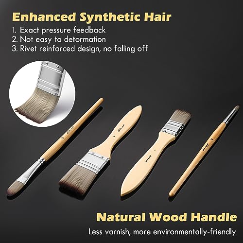 Acrylic Paint Brush Set, Golden Maple 25 PCS Paint Brushes for Acrylic Painting Oil Watercolor & Canvas,Enhanced Synthetic Brush Set with Cloth Roll golden maple