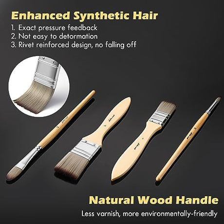 Acrylic Paint Brush Set, Golden Maple 25 PCS Paint Brushes for Acrylic Painting Oil Watercolor & Canvas,Enhanced Synthetic Brush Set with Cloth Roll golden maple
