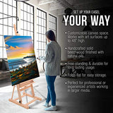 U.S. Art Supply Medium Wooden H-Frame Studio Easel with Artist Storage Tray - Mast Adjustable to 96" High, Holds Canvas to 48" - Sturdy Beechwood US Art Supply