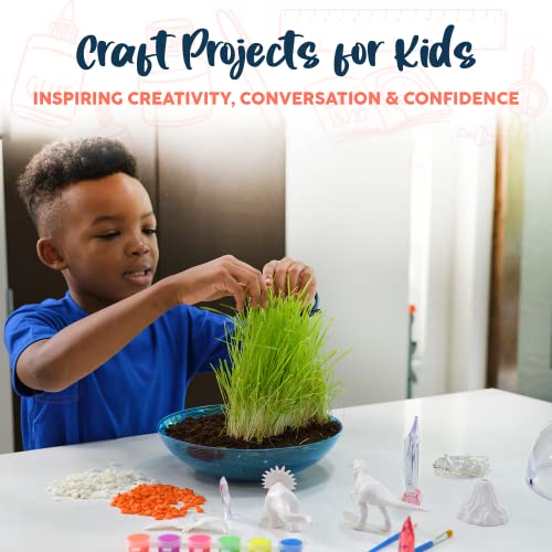 Bryte Dinosaur Light Up Terrarium Kit for Kids | Create a Dino Habitat with Real Plants, Figurines, Volcano & LED Lights | DIY Science Kit, STEM BRYTE