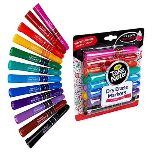 Crayola Low Odor Dry Erase Markers for Kids & Adults, Chisel Tip, Back To School Supplies, 12 Count Crayola