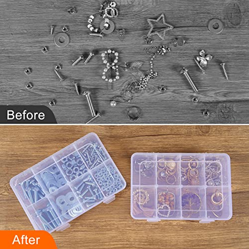 QUEFE 4 Pack 8 Grids Bead Organizers and Storage, Plastic Organizer Box with Removable Dividers Tackle Box Organizer for Candies Snacks Electronics QUEFE