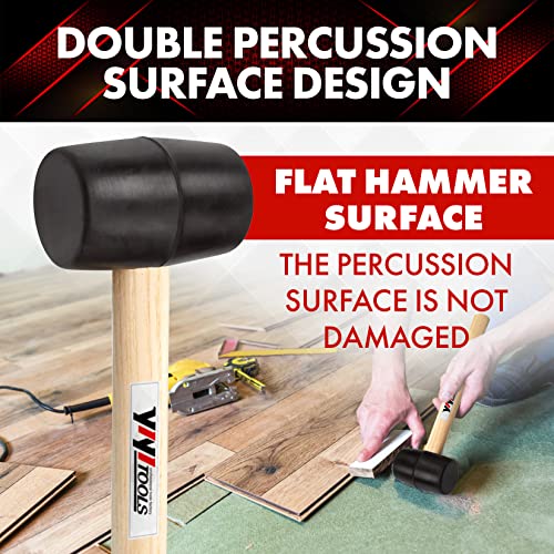 YIYITOOLS YY-2-005 Rubber Mallet Hammer With Wood Handle–8-oz, black YIYITOOLS