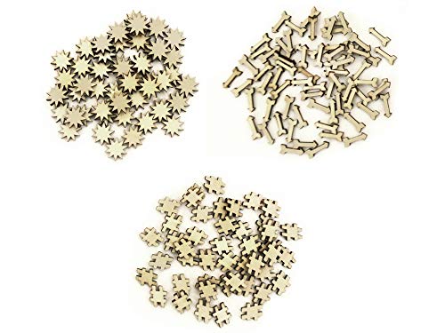 Ultra-Miniature Laser Cut Wood Shapes - Stars, Arrows, Hashtags - Approximately 100 Pieces Forever in Time
