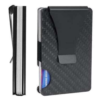 Storus Smart Wallet Card Holder Money Clip RFID Blocking Carbon Fiber Minimalist Wallet for Men Slim Metal Pocket Wallet - Laser Engraved on Flat - WoodArtSupply