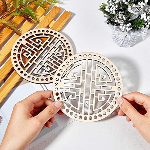 MIAO YUAN 6 PCS DIY Wooden Basket Bottom Round Shaper Knitting Crochet Wooden Bag Bottom Handbag Purse Base Shaper for Basket Weaving Supplies and MIAO YUAN