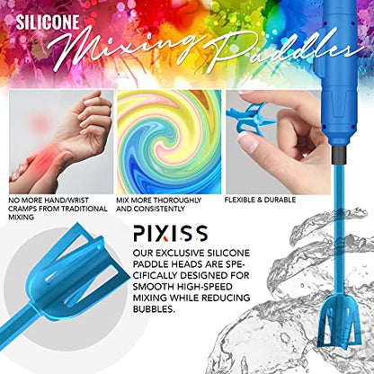 Epoxy Resin Mixer Silicone Paddles - 3 Reusable Pixiss Multipurpose Bidirectional Paint Stirrer for Drill Epoxy & Paint Mixer Drill Attachment - - WoodArtSupply