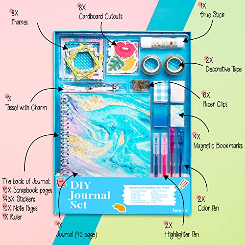 Gifts for Girls Age of 8 9 10 11 12 13 Years Old and Up, DIY Journal Set, Personalized Diary Stuff for Tweens Teens, Decorate Your Planner/Organizer, ABERLLS