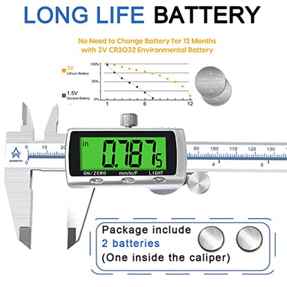 Digital Caliper Electronic Measuring Tool,Digital Vernier Caliper Inch/Millimeter/Fraction Measurement Caliper for Jewelry-Metal Metric Measure - WoodArtSupply