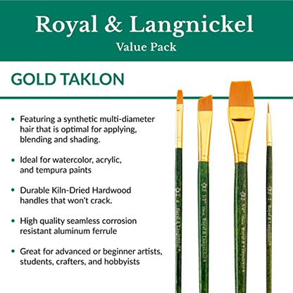 Royal & Langnickel Royal Zip N' Close Gold Taklon Detail 6-Piece Brush Set - WoodArtSupply