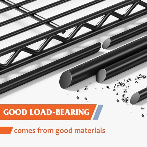 REIBII Wire Shelving Rack 5-Tier Metal Shelves for Storage Adjustable Garage Shelving Heavy Duty Storage Shelves for Storage Rack, 24" W X 14" D X REIBII