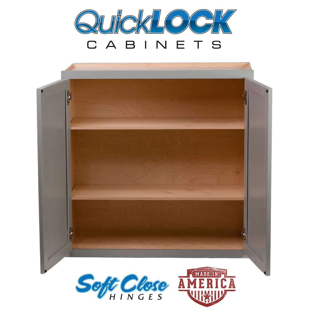 Quicklock RTA (Ready-to-Assemble) | 36 Tall Wall Kitchen Cabinets - Shaker Style | 100% Hardwood | Made in America | Soft MUW303612RTA 36 Wall Quicklock