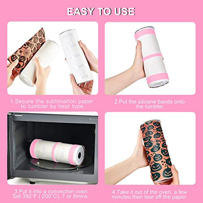 Sublimation Blanks Silicone Bands for Sublimation Tumbler Heat Resistant Gloves Tape Sleeve Accessories Kit for 20 30 oz Skinny Straight Cups for