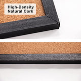 Black Cork Board Bulletin Board, 15.7"X 12" Cork Board, Oak Wood Finish Frame, Wall Mounted Cork Board for Office Home and School(Pins, Eye Bolts, BGJRBY